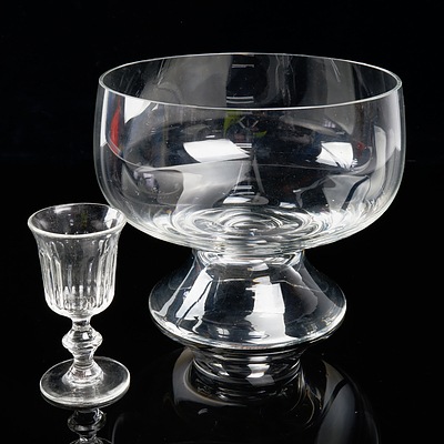 A Vintage Crystal Rose Bowl and a Georgian Glass Goblet (2)
