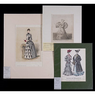Three Antique Lithographs and Engravings of late 19th Century/Early 20th Century Fashion (3)