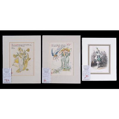 Three Antique Hand-Coloured Lithographs and Engravings of Flowers from Shakespeare's Garden & Les Fleurs Animes (3)