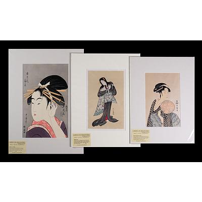 Three Japanese Woodblock Prints Including Kitagawa Utamaro (1753-1806) & Utagawa Kunihasa (1832-1891) (3)