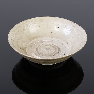 Chinese Grey Ware Bowl with Buff Glaze, Fujian Trade Ware, Song to Yuan Dynasty