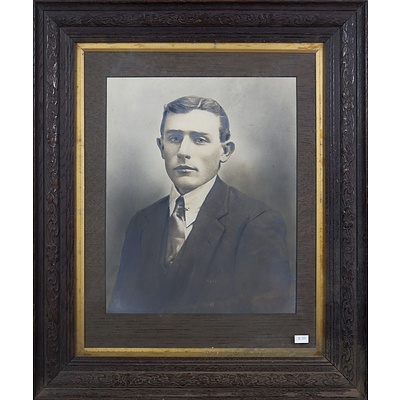 Vintage Black and White Framed Photograph of a Gentleman, c1910