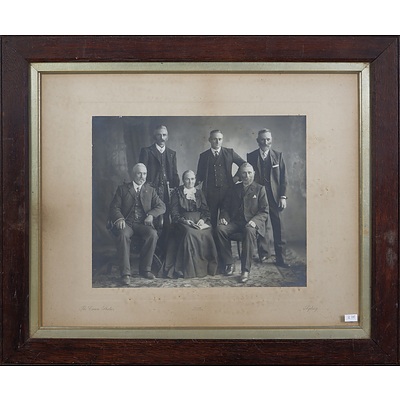 A Vintage Black and White Framed Photograph of a Family Group, c.1900. Photographed by Vice Regal Photographers, The Crown Studios, Sydney,