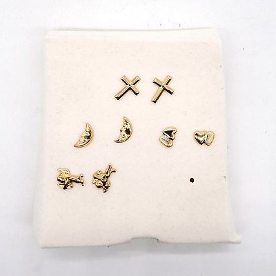 Four Set of 9ct Yellow Hold Stud Earrings