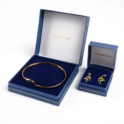 Elizabeth Duke 9ct Gold Dolphin Earrings and Bracelet