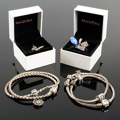 Group of Pandora Charms, Necklace and Bracelets