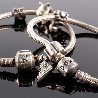 Group of Pandora Charms, Necklace and Bracelets