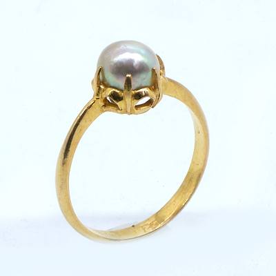 22ct Yellow Gold Pearl Ring, 2.3g