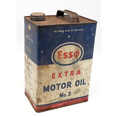 Vintage Esso Extra Motor Oil No 3 One Gallon Oil Tin