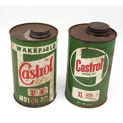 Vintage Castrol One Quart Oil Tin - Lot Of Two
