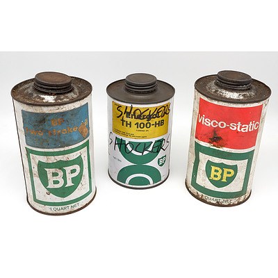 Vintage BP One Quart And One Litre Oil Tin - Lot Of Three