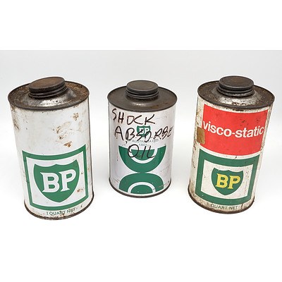 Vintage BP One Quart And One Litre Oil Tin - Lot Of Three