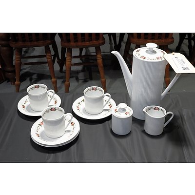 Arzberg White Porcelain and Rose Part demitasse Coffee Set - 10 Pieces