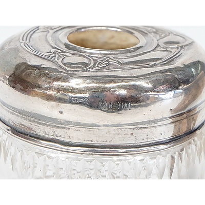 Birmingham Stirling Silver and Cut Glass Pin Jar, and an 800 Silver Beaker