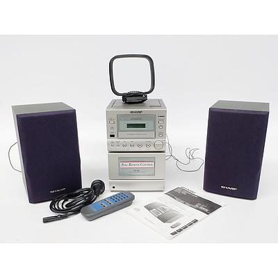 Sharp Micro Component System Model: XL-505W with Two Speakers, Remote and Manual