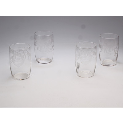 Set of Four Etched White Horse Whiskey Cellar Tumblers