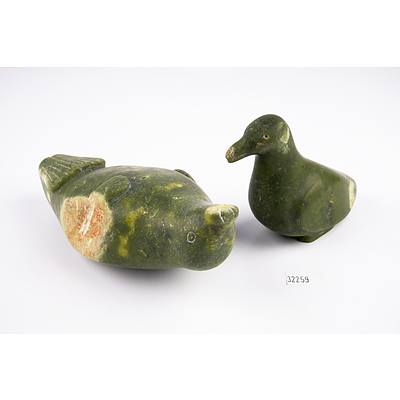 Inuit Carved Soapstone Seal and Bird