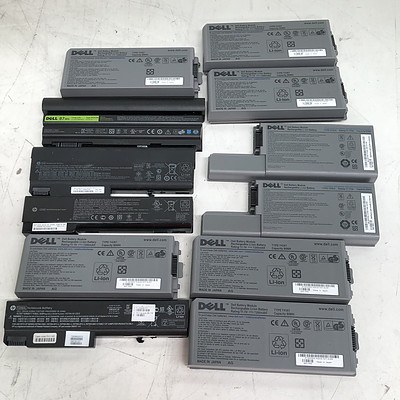 Dell & HP Assorted Laptop Batteries - Lot of 12