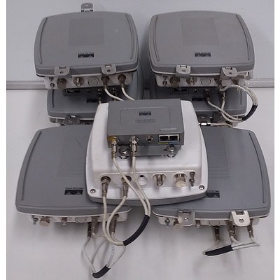 Cisco (AIR-BR1310G-A-K9-R) Aironet 1310 Outdoor Access Points with PoE injectors - Lot of Seven