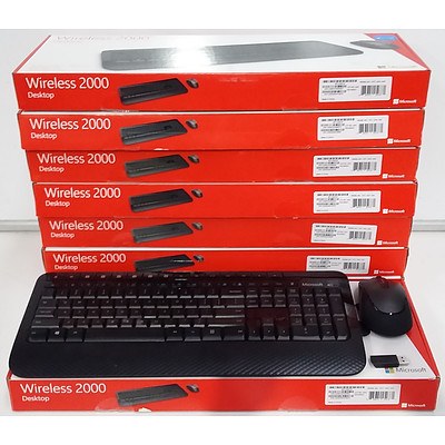 Microsoft Wireless 2000 Desktop Key Board Mouse Combo - Lot of 8