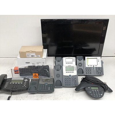 Bulk Lot of Assorted IT & Office Equipment - Replacement Laptop Keyboards, Office Phones & TVs