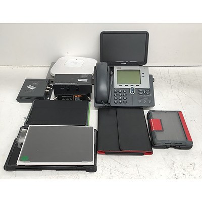 Bulk Lot of Assorted IT Equipment & Accessories - Switches, Routers, Tablet Cases & Office Phones