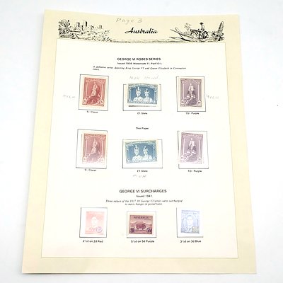 Australian Pre Decimal Stamps, George VI Robes Series and George VI Surcharges