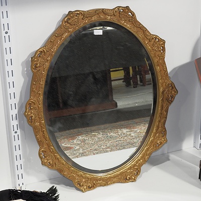 Vintage Giltwood and Gesso Framed Oval Mirror