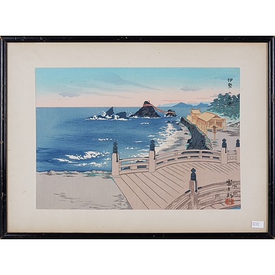 Tokuriki Tomikichiro (Japanese 1902-2000) Complete Set of The Eight Views of Japan, Woodblocks Circa 1950s