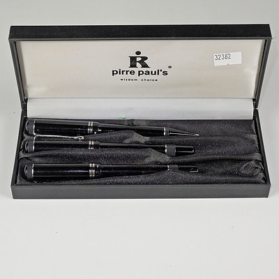 Boxed Iree Paul's Three Piece Pen Set with Fountain Pena and Two Ball Point Pens