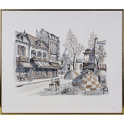 'Monty', Place de Tertre 1983, ink and watercolour, 33 x 46 cm