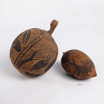 Two Carved Boab Nuts