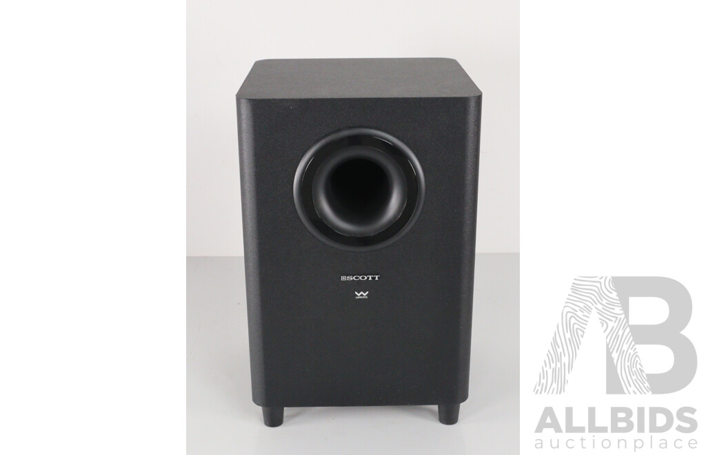 Scott RF 2.4GHz Wireless Subwoofer, Model SBX 10, in Original Box with Instruction Booklet