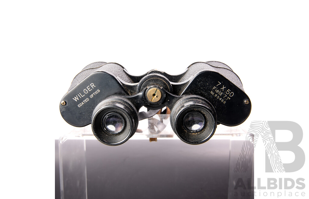 Vintage Set Wilger 7 X 50 Coated Optic Field Binoculars, Number 95468