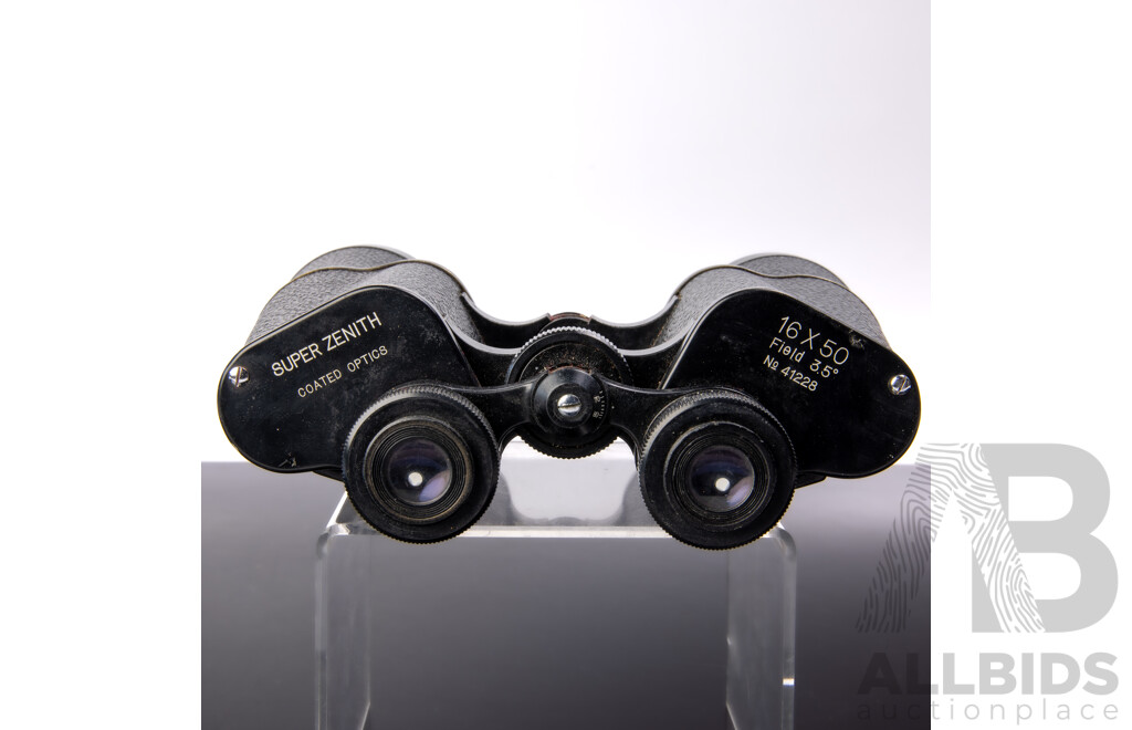 Vintage Set Supe Zenith 16 X 50 Coated Optic, Field 3.5 Degrees,  Field Binoculars, Number 41228