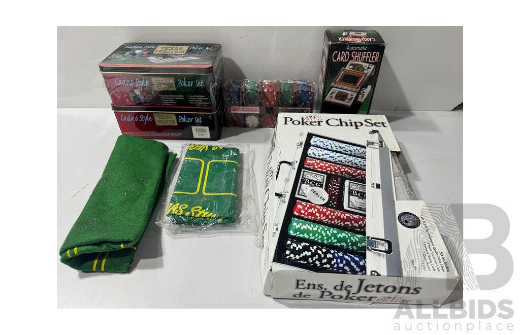 Large Collection Poker Chips, Gaming Equipment and Ephemera