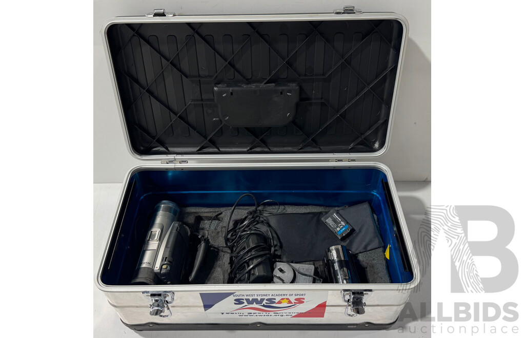 Panasonic NV DS15 400x Digital Zoom Video Camera, Panasonic SDR 71 SD Video Camera in Original Box, Both in Carry Case