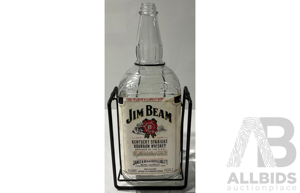 Jim Beam 4.5 Litre Glass Bottle on a Rocking Stand