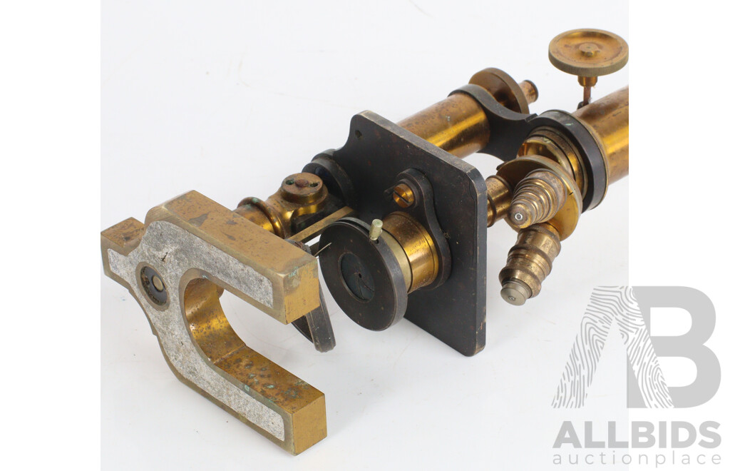 Vintage Brass Scientific Microscope in Case