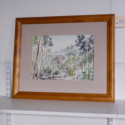 Framed Original Watercolour 'JCU Campus Townesville' - Signed lower Right
