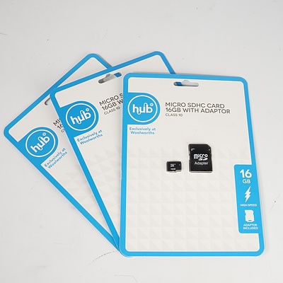 Three Micro SDHC Card 16GB with Adaptor Packs - New