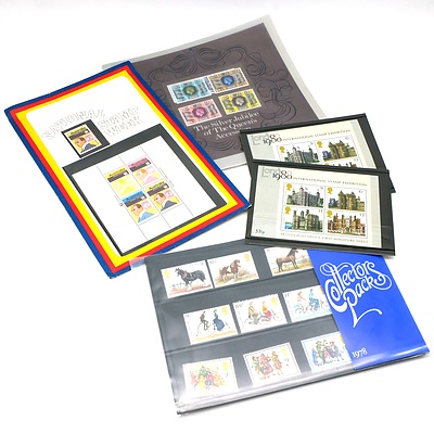 Twenty One British and Australian Collector Stamp Packs, Including 1976 National Stamp Week, Silver Jubilee and More