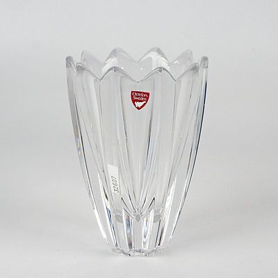 Swedish Orrefors Crystal Vase, Signed to Base