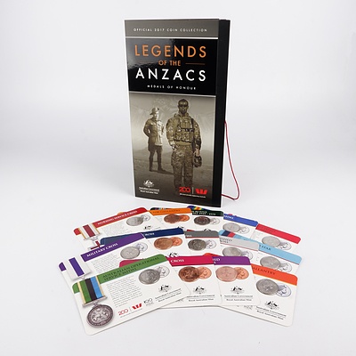 Official 2017 Coin Collection Legends of the ANZACs, Medals of Honour, with Fourteen Carded Coins