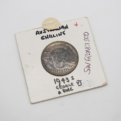1943 S George V Shilling in Card