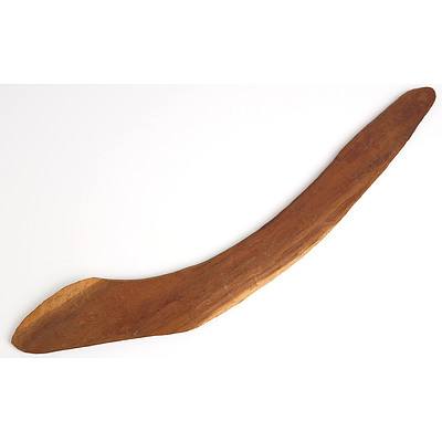 Vintage Indigenous Hardwood Boomerang with Pokerwork Decoration
