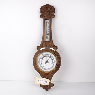Early 20th Century Oak Mounted Barometer