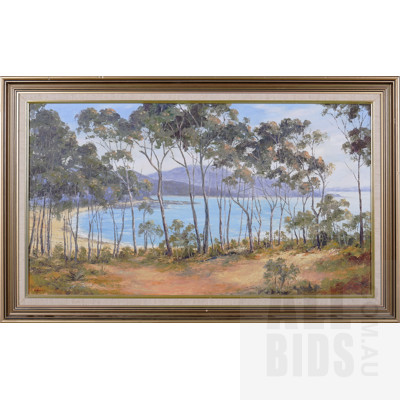 D. Scott, Untitled (Coastal Landscape), Oil on Canvasboard, 42 x 75 cm