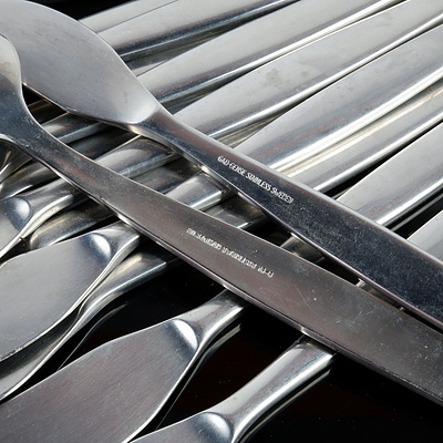 Mid Century Gense Sweden Stainless Steel 106 Piece Flatware Set with Two Nilsjohan Spoons