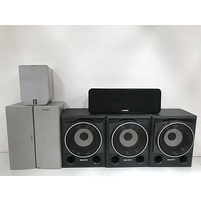 Sony and Yamaha Speakers -Lot Of Seven